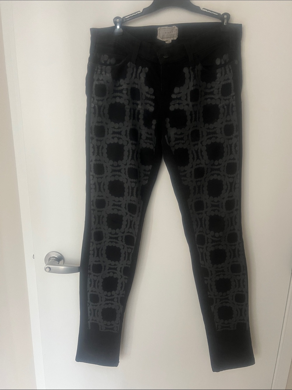 Marni Black Skinny low rise Jeans with Gray Geometric Print